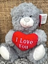 25CM PLUSH I LOVE YOU BEAR GREY